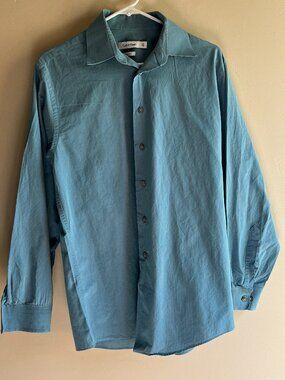 Calvin Klein Slim Fit Teal Button Down Shirt Business Casual wedding work resort